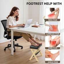 Double Step Foot Rest For Under Desk At Work, Wooden Under Desk Footrest With Non-Slip EVA Stepping Surface, Ergonomic Foot Stools For Under Office Desk, Enhances Posture,Home Office Gaming - Beige - View 5