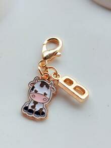 時尚可愛牛造型鑰匙圈 動物系列 A-Z 字母可選，附牛造型吊飾與創意字母鑰匙圈，適合搭配各種包包與車鑰匙，適合節日派對禮物、開學禮物、生日禮物、情人節禮物，送給女友、閨蜜、媽媽或其他朋友的貼心禮物，包包錢包裝飾、情侶禮物包飾吊飾、包鍊、包飾鑰匙圈、包包配件 - 彩色 - 查看 26