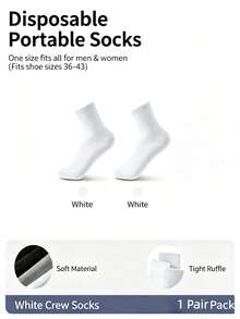 5 Pairs/10 Pairs/20 Pairs Disposable Socks, Black|White, Mid-Calf, 1 Bag Of 5 Pairs, Convenient For Travel, Business Trips And School, Unisex, All Season Wear, Breathable, Deodorizing And Sweat-Proof, Suitable For Sports - Pull-out Bag Style - View 14