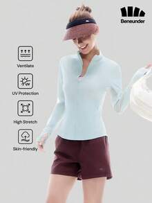 Beneunder Women's Cooling Quick-Dry Sun-Protective Jacket (Slim Fit, Stand Collar) AL013 - Baby Blue - View 1