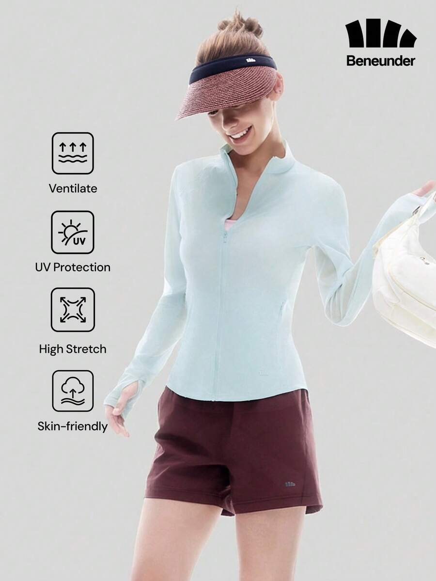 Beneunder Women's Cooling Quick-Dry Sun-Protective Jacket (Slim Fit, Stand Collar) AL013 - Baby Blue - View 1