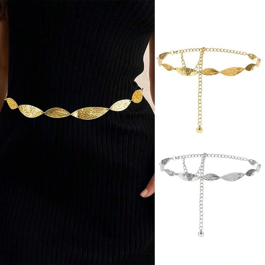Fashionable Personalized Asymmetric Metal Alloy Large & Small Piece Patchwork Women's Waist Chain, - Butterfly - View 1
