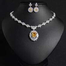 1 Set Women's Fashion Jewelry Set, Zirconia Inlaid Earrings And Necklace, Combination Jewelry, Suitable For Women's Holiday | Party | Banquet | Multi-Occasion Wear, Gift - Jewelry Set - View 3