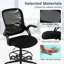 2026 New Products : Drafting Chair, Ergonomic Swivel Office Chair With Adjustable Footrest, Height Adjustable Mid-Back Padded Executive Task Computer Desk Chairs - Black - View 8