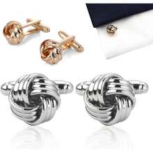 2 Sets Metal Shirt Cufflinks For Men, 4-Piece Set - General + Stainless Steel and Silver. - View 1