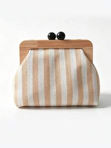 Women's Fashion Striped Faux Leather Crossbody Shell Bag, Elegant Shoulder Bag, Suitable For Dating, Shopping, Commuting And Work - Multicolor - View 5
