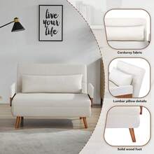 可轉換折疊沙發床，多位置可調式落地沙發，高密度泡棉臥椅 - 白色 - 白色 - 查看 5