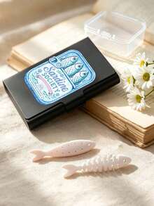 Cute Sardine Shaped Jewelry Box With Fish Bone Divider, Aluminum Alloy Jewelry Storage Box, Travel Jewelry Organizer, Metal Business Card Holder, Daily Use Jewelry Box, Accessory Storage, Suitable For Small Earrings, Rings, Pendants, Gift For Women, Bridesmaids, Best Friends - Multicolor - View 4