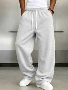 Men's Solid Color Casual Sports Pants, Pockets On Both Sides, Moisture-Wicking And Breathable Fabric, Loose And Comfortable Fit, Plus Size Loose Fit, Excellent Drape, Thin For Spring, Summer, Autumn, Fashionable And Versatile, Suitable For Sports, Fitness, Running, Casual, Outings, Outdoor, Exploration, Climbing, Camping And Daily Wear, Gift For Boyfriend, Husband And Father, Drawstring Waist Design, Sports Casual Style - Multicolor - View 3