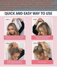 1pc Ponytail Support Clip - Use With Elastic Hair Ties To Create Voluminous High Ponytail, Suitable For All Hair Types, Designed For Thick Long Hair, Fashionable Women's Hair Accessory, Transparent - Multiple Styles - View 4