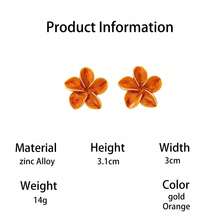 1 Pair Summer Vacation Beach Style Romantic Elegant Exquisite Luxury Handmade Drip Oil Gradient Tie Dye Orange Plumeria Stud Earrings For Women - Orange - View 5