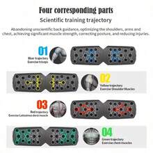 Multifunctional Foldable Color-Coded Push-Up Board Set With Resistance Bands, Grip Strengthener, Jump Rope And Anti-Slip Stickers, 20-In-1 Muscle Group Push-Up Trainer With Color-Coded Holes, Home Chest Shoulder Back Triceps Full Body Muscle Shaping Fitness Equipment; Suitable For Home Indoor Fitness Workout, Small Apartment Home Exercise, Portable Hotel Training - Multicolor - View 4