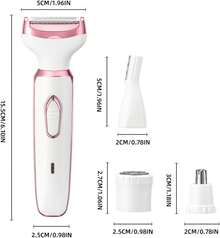 Recortadora de Bikini Eléctrica para Mujer, Afeitadora Inalámbrica 4 en 1, Apta para Rostro, Piernas, Axilas, Uso en Seco/Húmedo, Depilación Sin Dolor - Rojo y blanco - Ver 6