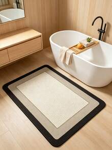 1PC Cream Style Geometric Square Bathroom Mat, Absorbent Bathroom Floor Mat, Anti-Slip And Washable Foot Mat For Shower Door, Bathroom Rug, Door Mat, Small Rug, Carpet, Floor Mat, Home Decor, Area Rug, Outdoor Mat, Home Decor, Area Carpet, Bedroom Carpet, Washable Carpet, Printed Semi-Circular Sun Pattern Door Mat, Fun Machine Washable Rug - Multicolor - View 4