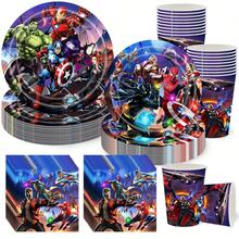 Hero Themed Disposable Party Tableware, Paper Plates Cups Napkins Kit, Indoor Table Arrangement Decor For Xmas New Year Thanksgiving Halloween Festive Gathering - Multicolor - View 12