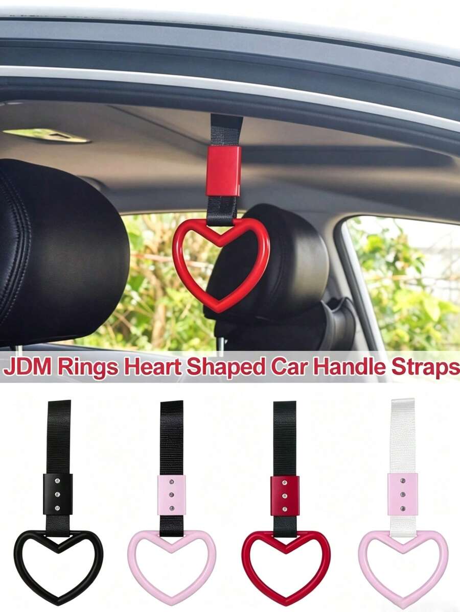 1pc Heart-Shaped Car Handle With Drift Pendant Rear Bumper Warning Ring Decoration Broken Heart Handle Interior Decor For Subway Bus - A - View 1