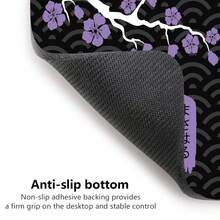Elegant Japanese Purple Petal Pattern Large Extended Gaming Mouse Pad, Non-Slip Rubber Base, Smooth Glide Surface, Multi-Function Desk Mat For Computer Office Home Study, Exquisite Abstract Desktop Decor - A - View 9