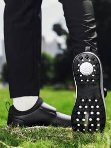 Men's Black Dial Closure Golf Shoes, Breathable Perforated, Easy On/Off, Professional Golf Course Training, Daily Casual Versatile Sports Sneakers For Young Men - Black - View 13