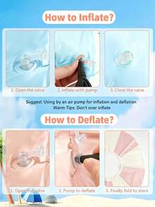 2pcs Blue Handle Transparent Thick Inflatable Swim Rings, White And Blue Buoyancy Pool Floats, Cute Photo Props For Adult Women, Summer Beach Pool Outdoor Essential Accessories, Swim Rings, Beach Essentials, Swim Rings - Multicolor - View 6
