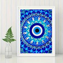 5D Diamond Painting Kit Evil Eye Mandala Wall Art DIY Round Diamond Painting Handmade, Sparkling Crystal Diamond Mosaic Design, Handmade Gemstone Sticker Home Decor, Suitable For Living Room Bedroom Wall Decoration, Mysterious Guardian Style Art Ornament, Creative Holiday Gift For Female Friends And Family - Sets - View 2