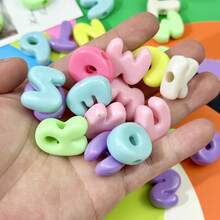 500g 彩色 3D A-Z 壓克力字母珠，獨特大孔字母珠，多用途 DIY 手作材料，適用於客製化手工手鍊、項鍊與串珠飾品，隨機款式（隨機字母顏色） - 彩色 - 查看 2