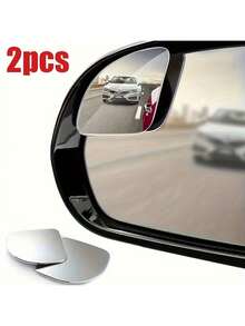 2pcs Blind Spot Mirror, High-Definition Glass Convex Lens Rearview Wide Angle 360° Adjustable Auxiliary Mirror, Suitable For SUV, Truck, Small Van - Left Side Placement, Home Essential, Life Choice - Multicolor - View 2