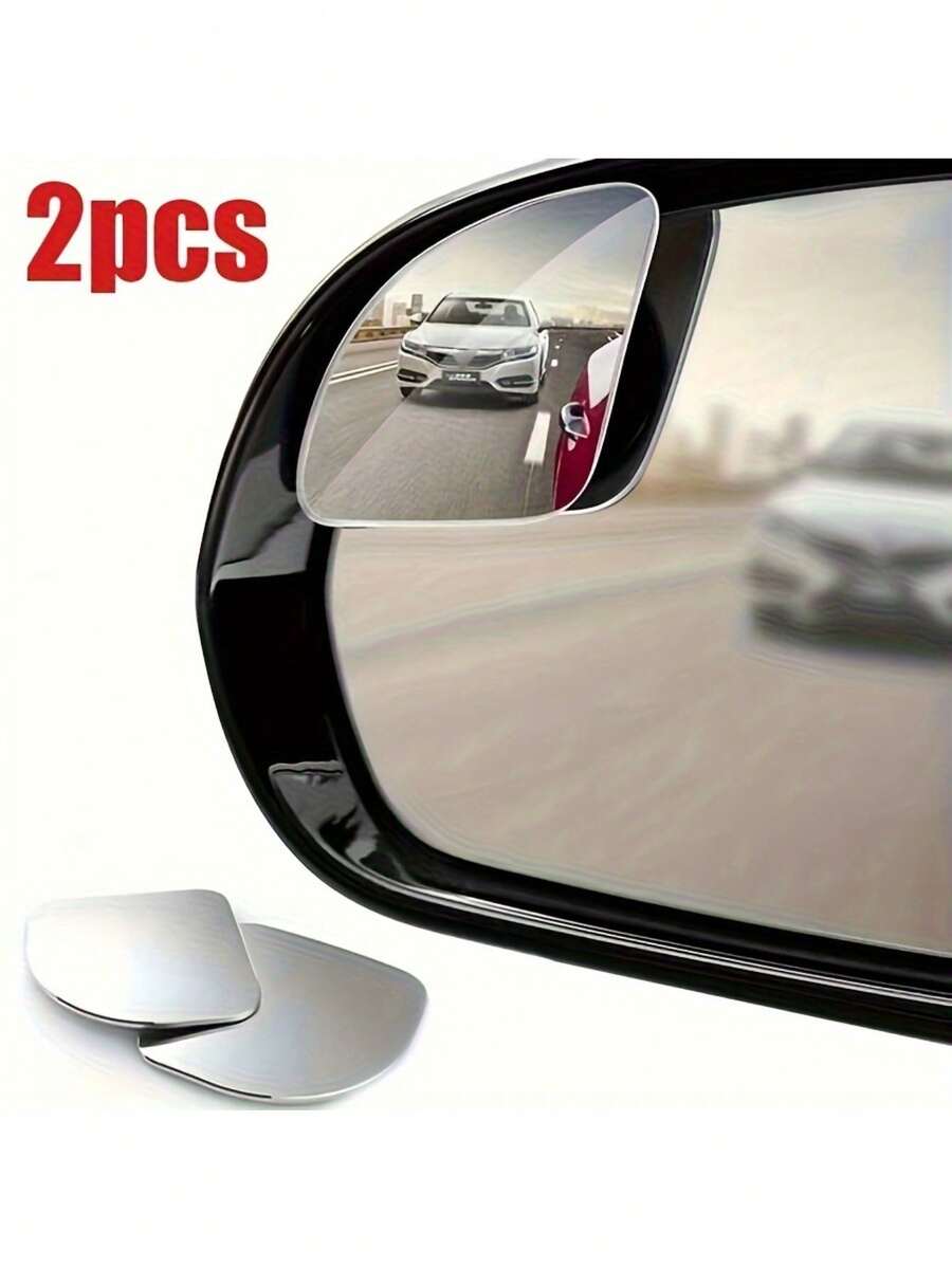 2pcs Blind Spot Mirror, High-Definition Glass Convex Lens Rearview Wide Angle 360° Adjustable Auxiliary Mirror, Suitable For SUV, Truck, Small Van - Left Side Placement, Home Essential, Life Choice