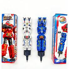 2 Robot Transforming Ballpoint Pens. Various Color Combinations, Black Ink For Smooth Writing. Ergonomically Designed, Back To Sc, First Day Of School - Multicolor - View 11