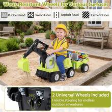 Kids Ride On Tractor 2-In-1 Ride On Push Car W/Detachable Trailer Rake Shovel - Green - View 8