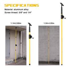 High Hardness Wear Resistant Telescopic Support Rod 1.04–4 Metre Adjustable Lifting Bracket, 5/8 Inch Laser Level Fitting Interface, Not Prone To Fracture – For Ceiling Works, Wall Plastering, Window/Door Installation,  And Stair Setting Out - A - View 6