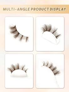 6 Pairs Brown Natural Criss-Cross Full Volume Cat Eye False Eyelashes, Transparent Band, Fluffy And Lightweight, Suitable For Daily Wear, Travel Essential - Brown - View 6