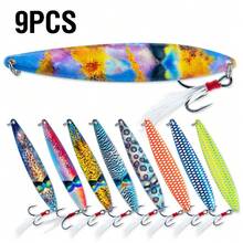 9Pcs 5g To 20g Metal Lure Streamlined Long Casting Sinking Spoon Bionic Fish Skin High Carbon Steel Feather Hook Shore Casting All Waters Bass Mackerel Trout - Multicolor - View 1