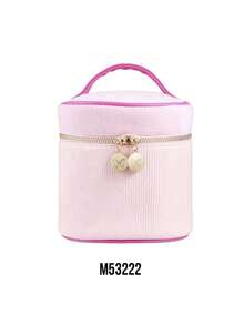 MISSLYN 1 buah Tas Kosmetik Mewah Warna Pink, Desain Pink Peach Lembut dengan Trim Kontras Mawar, Penyimpanan Silinder Kapasitas Besar, Resleting Ganda Halus, Hadiah Liburan, Musim Kembali ke Sekolah, Cocok untuk Rumah, Kantor, dan Perjalanan Akhir Pekan - Berwarna merah muda - View 8