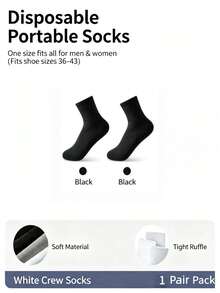 5 Pairs/10 Pairs/20 Pairs Disposable Socks, Black|White, Mid-Calf, 1 Bag Of 5 Pairs, Convenient For Travel, Business Trips And School, Unisex, All Season Wear, Breathable, Deodorizing And Sweat-Proof, Suitable For Sports - Pull-out Bag Style - View 16