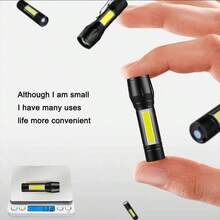 1PC Rechargeable 3 Brightness Modes Zoomable LED Flashlight With USB Charging Cable & Protective Storage Box - Portable Torch For Camping Patio Emergency Power Outage - Flashlight - View 4