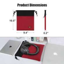Portable Headset Carrying Pouch, Lightweight Headphone Storage Bag Headphone Case Bag Soft Travel Pouch For Over-Ear Headphones/Gaming Headsets/Neckband Earbuds - Large Red - View 4