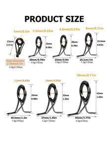 Goture 7pcs Stainless Steel Fishing Rod Guide Repair Kit DIY Spinning Rod Accessories - Black - View 4