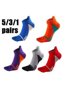 5/3/1 Pair Solid Color Men's Five Toe Socks, Soft Breathable Comfortable, Suitable For Sports, Casual, Outdoor Wear, Fall - Multicolor - View 2