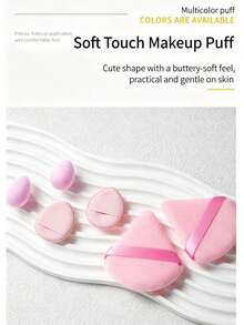 6Pcs Value Makeup Puff Set, Mini Beauty Sponge & Finger Cushion Puff Combo, Back To School Essential Cosmetic Tool,Multiple Colors Available - Multicolor - View 2