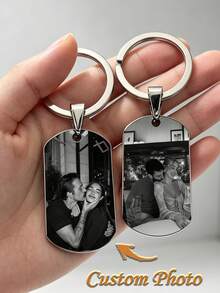 Personalized Photo Engraved Keychain - Customized Dog Brand Style Men's, Boyfriend, Father Keychain Customized Engraved Photo Keychain - Personalized Laser Engraved Keychain With Heart Design Durable Metal Keychain Suitable For Men And Women Valentine's Day Christmas Family Gift Black Keychain Accessory Romantic Gift Elegant Accessory - Multicolor - View 7