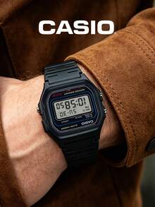 CASIO W-59-1V 復古方形數位運動手錶 50米防水 鬧鐘 計時器 中性款腕錶 - 黑色 - 查看 4