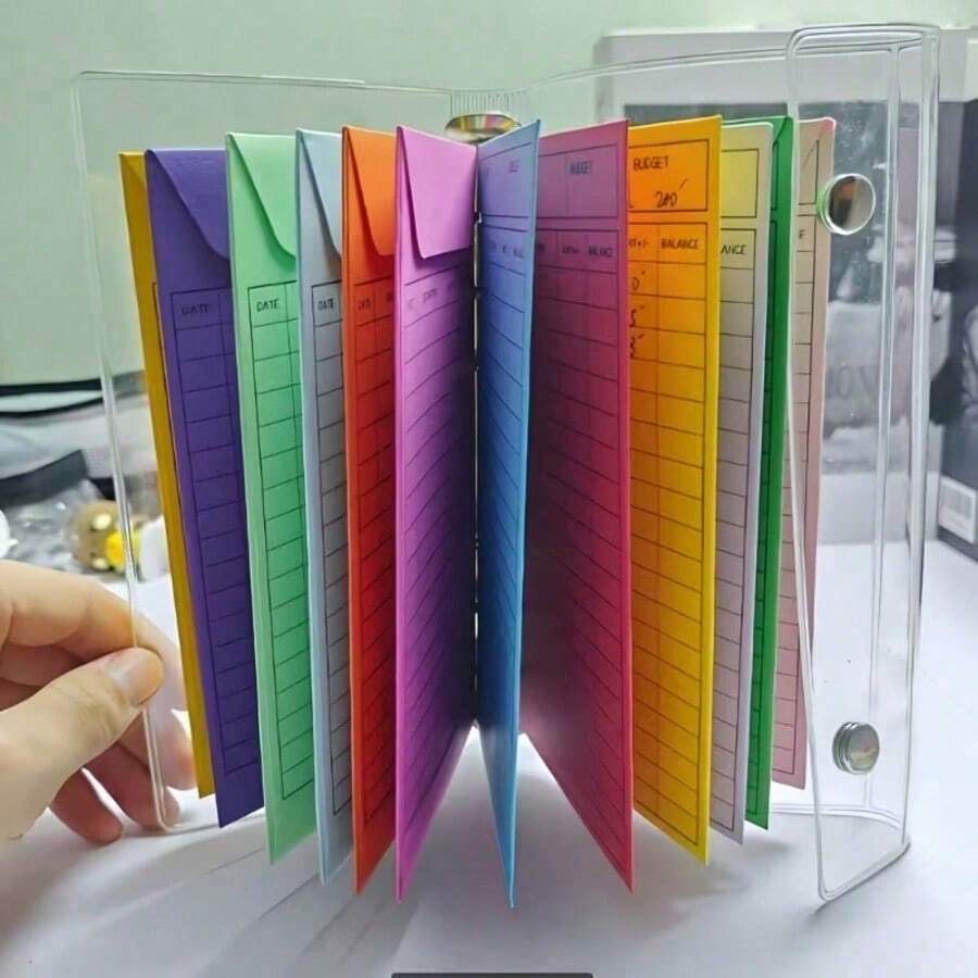 مجموعة ميزانية أظرف نقدية ملونة - مخطط ميزانية الأظرف، ملف ميزانية A6، نظام أظرف نقدية، ملف PVC شفاف مع 12 ظرف ميزانية، محفظة منظم الأموال، تتبع النفقات، ملف الادخار، منظم الفواتير، تخطيط ميزانية النساء والعائلة - غني وملون - مشاهدة 1