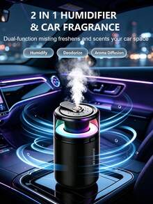 KELEEL 3合1智能車用香氛擴香機，附星空投影，多種操作模式（加濕器+香氛+氛圍燈），車用空氣清新機，精油擴香機，自動啟動/停止，彩色LED環形燈，USB供電，適用於汽車/辦公室/浴室/臥室/寵物房 - [3合1]星空燈+LED氣氛燈+香薰加濕器 - 查看 3