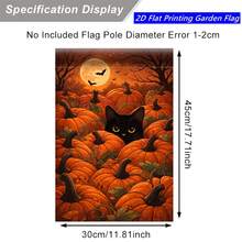 2D Flat, 1pc, Pumpkin Black Cat Full Moon Night, Floral Pattern Spring/Summer Garden Sign, Perfect For Home Yard Celebration Events, Create A Warm Atmosphere, For Outdoor/Outdoor Hanging Decoration, Flag Pole Not Included, Single-Sided Printing - A - View 3