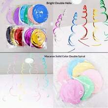 18pcs Rainbow Foil Swirl Decorations - Colorful Hanging Ribbons, Suitable For Birthday, Wedding, Bridal Shower And Carnival - Multicolor - View 7