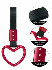 1pc Heart-Shaped Car Handle With Drift Pendant, Rear Bumper Warning Ring Decoration, Broken Heart Handle Interior Accessory For Subway, Bus, Car - Multicolor - View 4