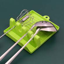 1pc Multi-Function Pot Lid/Spoon Holder, Spoon Rack, Multi-Purpose Utensil Holder, Spoon Rack, Pot Lid Rack, Spatula Rack, Restaurant Kitchen Utensil Rack (Plastic Material, Non-Silicone Material), Kitchen Essentials, Kitchen Storage - Multicolor - View 5