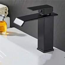 Home Waterfall Faucet – Modern Square Design, Hot And Cold Control, Easy Single-Hole Installation - 6432-black (Short) - View 6