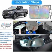 ️Foldable 210T Reflective Car Windshield Sun Shade UV‑Block Sun Visor Keep Vehicle Cool Universal Fit For Car SUV Truck Summer Accessory - Multiple Styles - View 7