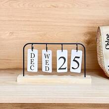 1pc Wooden Creative Gold Perpetual Calendar, Office Desk Calendar, Office Desk Decor, New Home Ornament, Hanging Decoration - Calendar Stand - View 6